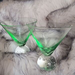 Vintage 2 Ball Stem Martini Glasses